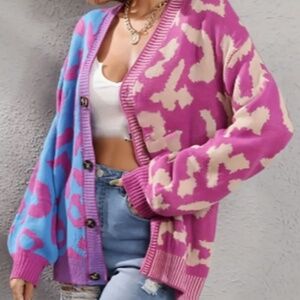 Miss sparking new Blue & Pink Animal Print Cardigan